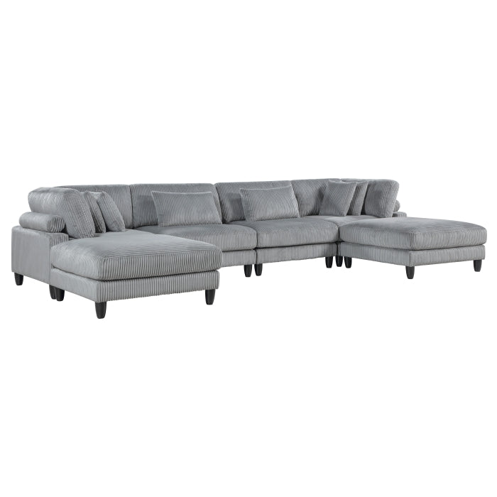 Homelegance - Robstown 6 Piece Modular Sectional with Ottomans in Gray - 9688GY*62CR2AC2OT - GreatFurnitureDeal