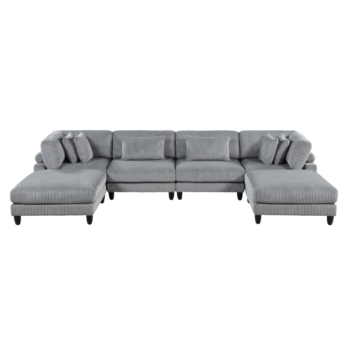 Homelegance - Robstown 6 Piece Modular Sectional with Ottomans in Gray - 9688GY*62CR2AC2OT - GreatFurnitureDeal