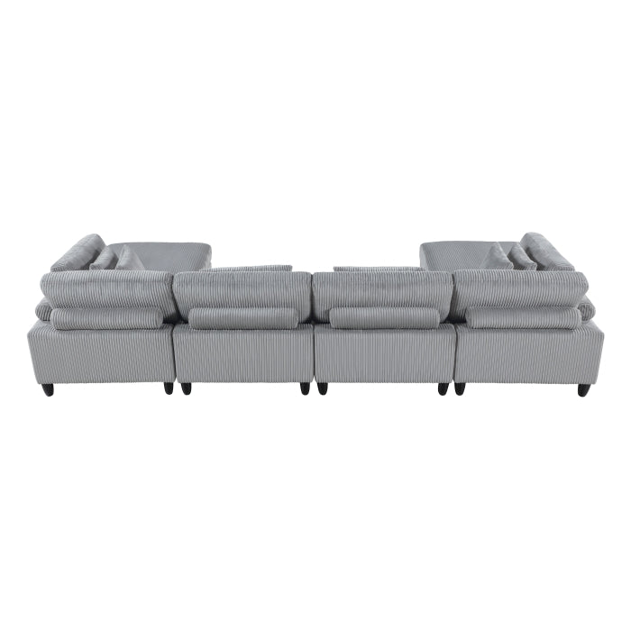 Homelegance - Robstown 6 Piece Modular Sectional with Ottomans in Gray - 9688GY*62CR2AC2OT - GreatFurnitureDeal