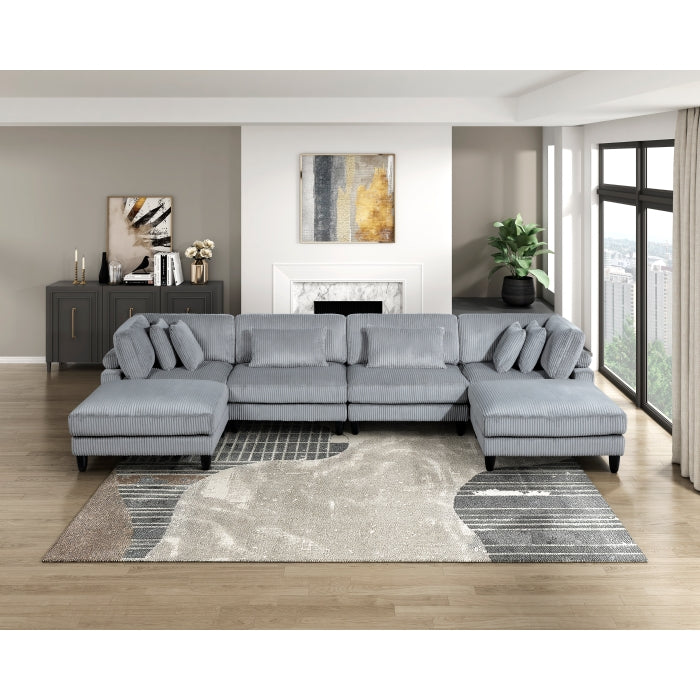 Homelegance - Robstown 6 Piece Modular Sectional with Ottomans in Gray - 9688GY*62CR2AC2OT - GreatFurnitureDeal