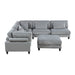 Homelegance - Robstown 6 Piece Modular Sectional with Ottoman in Gray - 9688GY*62CR3ACOT - GreatFurnitureDeal