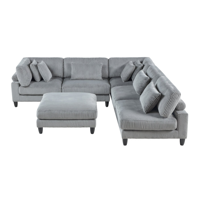 Homelegance - Robstown 6 Piece Modular Sectional with Ottoman in Gray - 9688GY*62CR3ACOT - GreatFurnitureDeal
