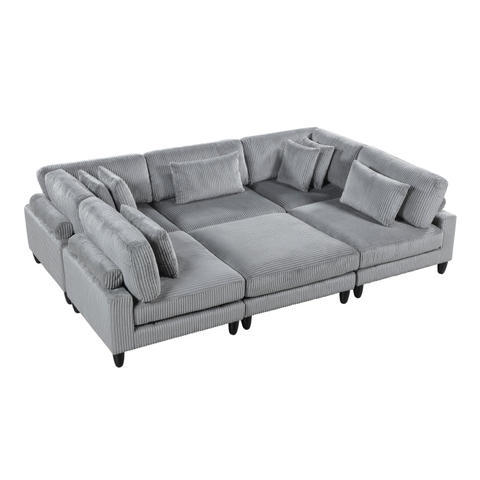 Homelegance - Robstown 6 Piece Modular Sectional with Ottoman in Gray - 9688GY*62CR3ACOT - GreatFurnitureDeal