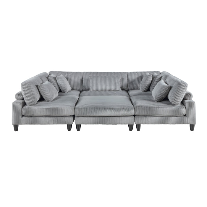 Homelegance - Robstown 6 Piece Modular Sectional with Ottoman in Gray - 9688GY*62CR3ACOT - GreatFurnitureDeal