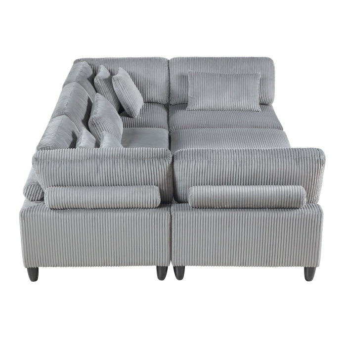 Homelegance - Robstown 6 Piece Modular Sectional with Ottoman in Gray - 9688GY*62CR3ACOT - GreatFurnitureDeal