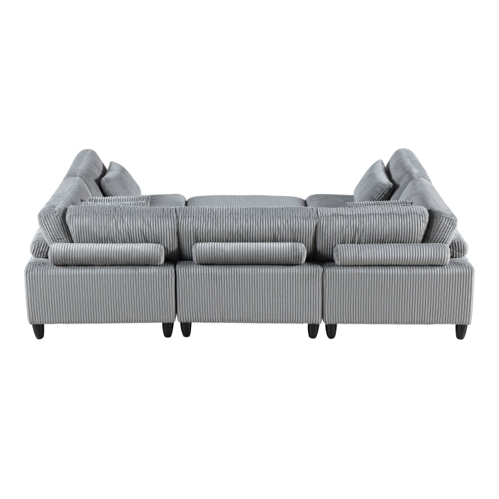 Homelegance - Robstown 6 Piece Modular Sectional with Ottoman in Gray - 9688GY*62CR3ACOT - GreatFurnitureDeal