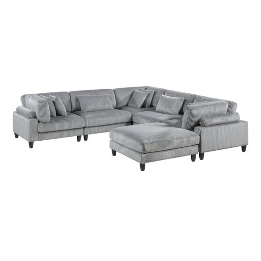 Homelegance - Robstown 6 Piece Modular Sectional with Ottoman in Gray - 9688GY*63CR2ACOT - GreatFurnitureDeal