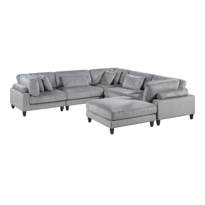 Homelegance - Robstown 6 Piece Modular Sectional with Ottoman in Gray - 9688GY*63CR2ACOT - GreatFurnitureDeal