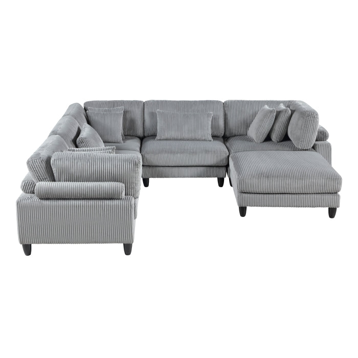 Homelegance - Robstown 6 Piece Modular Sectional with Ottoman in Gray - 9688GY*63CR2ACOT - GreatFurnitureDeal