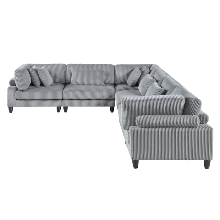 Homelegance - Robstown 6 Piece Modular Sectional in Gray - 9688GY*63CR3AC - GreatFurnitureDeal