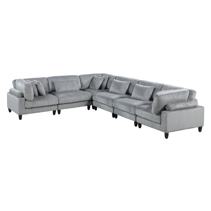 Homelegance - Robstown 6 Piece Modular Sectional in Gray - 9688GY*63CR3AC - GreatFurnitureDeal