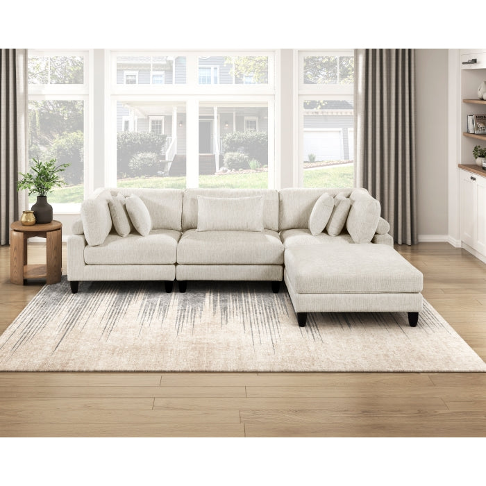 Homelegance - Robstown 4 Piece Modular Sectional with Ottoman in Beige - 9688NBE*42CRACOT - GreatFurnitureDeal