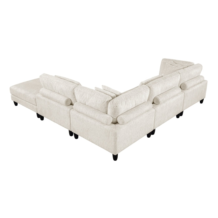 Homelegance - Robstown 5 Piece Modular Sectional with Ottoman in Beige - 9688NBE*52CR2ACOT - GreatFurnitureDeal