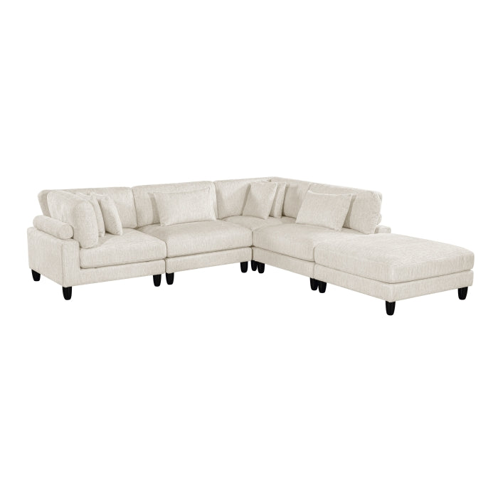 Homelegance - Robstown 5 Piece Modular Sectional with Ottoman in Beige - 9688NBE*52CR2ACOT - GreatFurnitureDeal