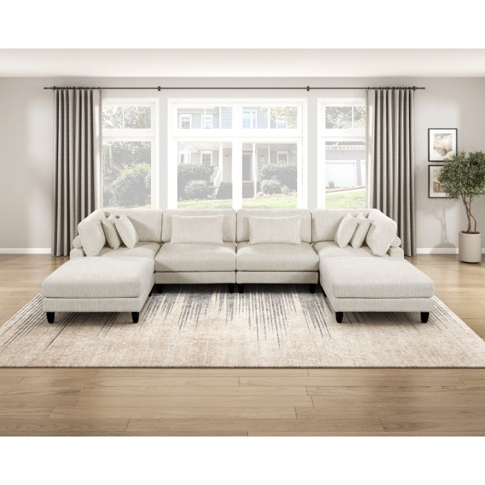 Homelegance - Robstown 6 Piece Modular Sectional with Ottomans in Beige - 9688NBE*62CR2AC2OT - GreatFurnitureDeal