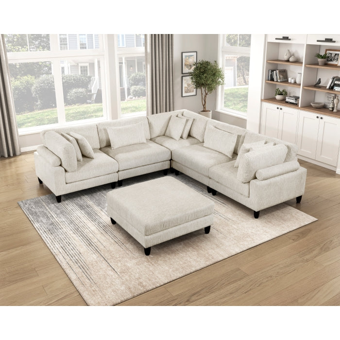 Homelegance - Robstown 6 Piece Modular Sectional with Ottoman in Beige - 9688NBE*63CR2ACOT - GreatFurnitureDeal