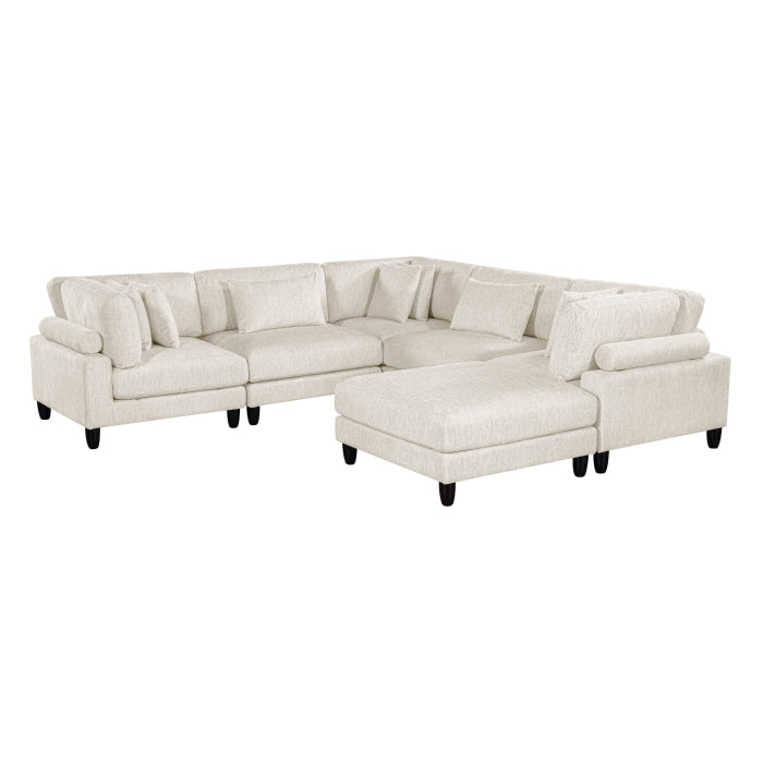 Homelegance - Robstown 6 Piece Modular Sectional with Ottoman in Beige - 9688NBE*63CR2ACOT - GreatFurnitureDeal