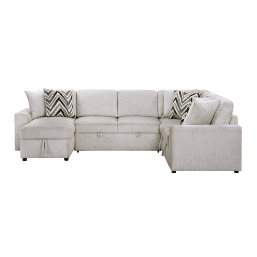 Homelegance - Myrtle 3 Piece Sectional with Pull-out Bed and Hidden Storage in Beige - 9702BE*3LC3R - GreatFurnitureDeal