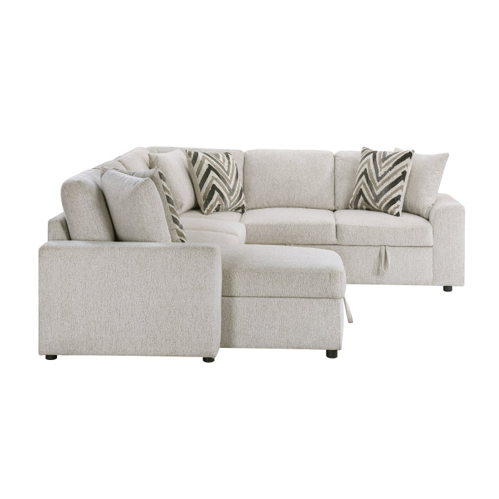 Homelegance - Myrtle 3 Piece Sectional with Pull-out Bed and Hidden Storage in Beige - 9702BE*3LC3R - GreatFurnitureDeal