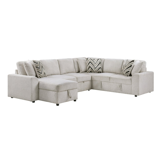 Homelegance - Myrtle 3 Piece Sectional with Pull-out Bed and Hidden Storage in Beige - 9702BE*3LC3R - GreatFurnitureDeal