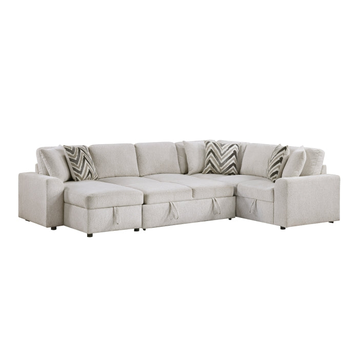 Homelegance - Myrtle 3 Piece Sectional with Pull-out Bed and Hidden Storage in Beige - 9702BE*3LC3R - GreatFurnitureDeal