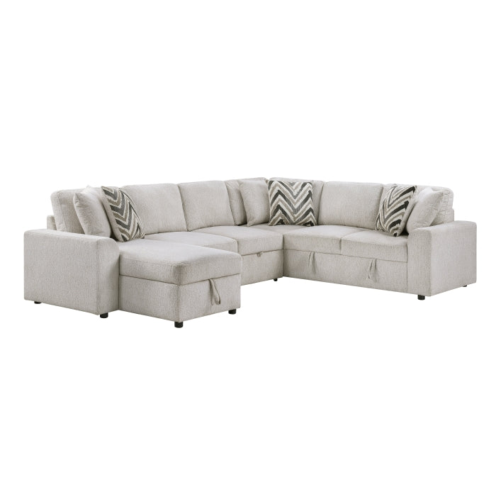 Homelegance - Myrtle 3 Piece Sectional with Pull-out Bed and Hidden Storage in Beige - 9702BE*3LC3R - GreatFurnitureDeal