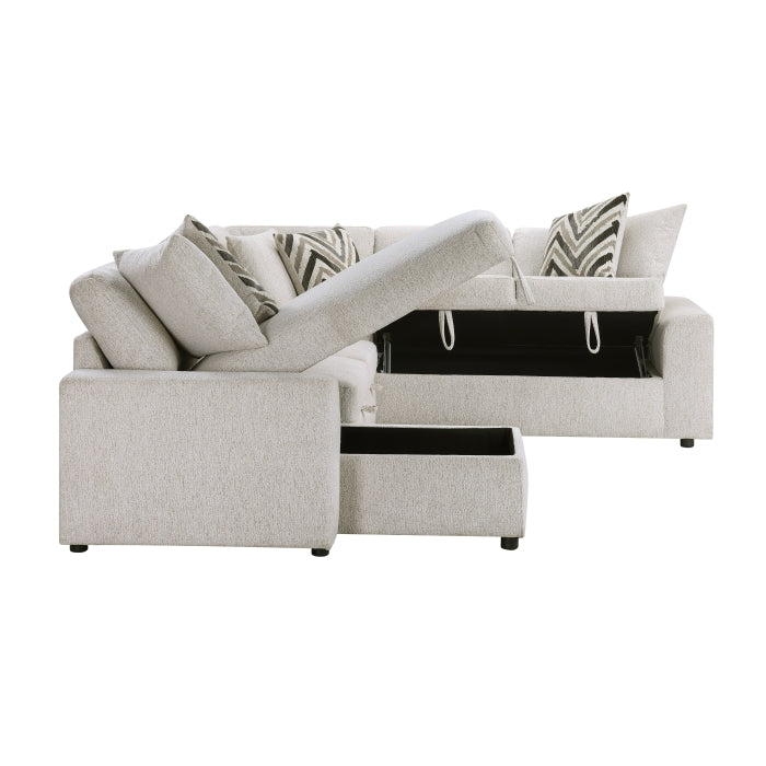 Homelegance - Myrtle 3 Piece Sectional with Pull-out Bed and Hidden Storage in Beige - 9702BE*3LC3R - GreatFurnitureDeal