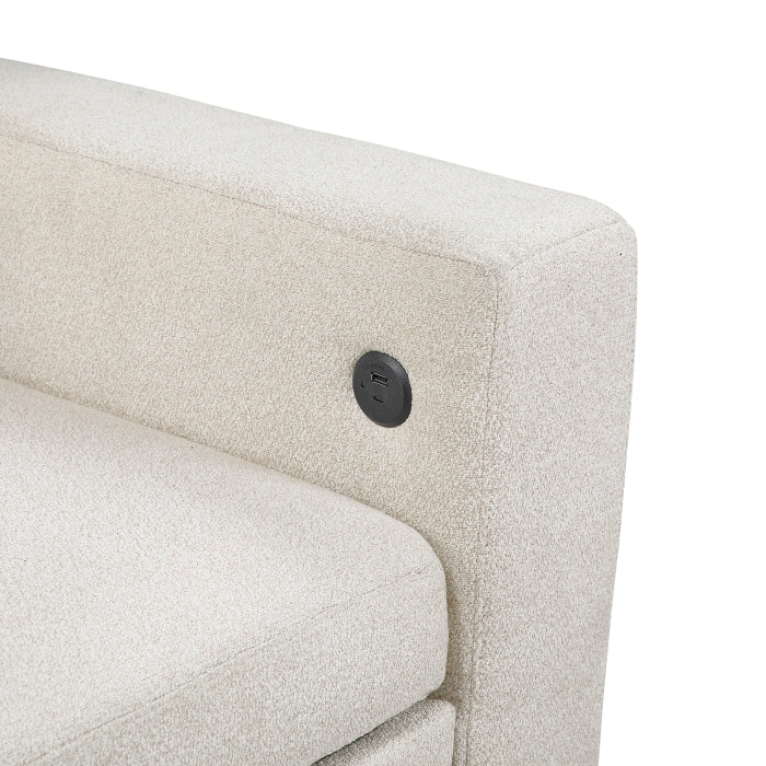 Homelegance - Robinson Sectional with Two Chaises, Pull-out Bed, Shelves and Charging Ports in Beige - 9705BE*42AVC - GreatFurnitureDeal