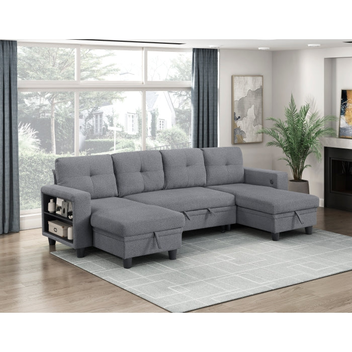 Homelegance - Robinson Sectional with Two Chaises in Gray - 9705GY*42AVC - GreatFurnitureDeal