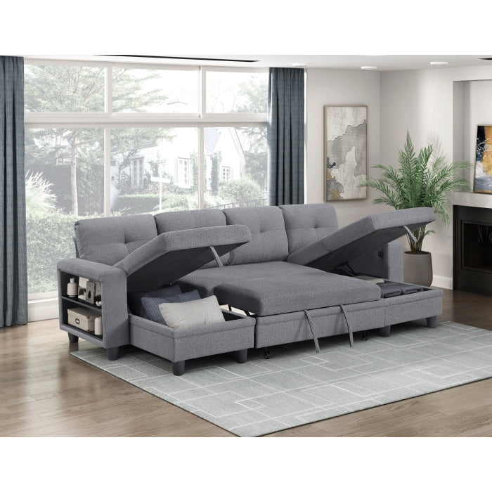 Homelegance - Robinson Sectional with Two Chaises in Gray - 9705GY*42AVC - GreatFurnitureDeal