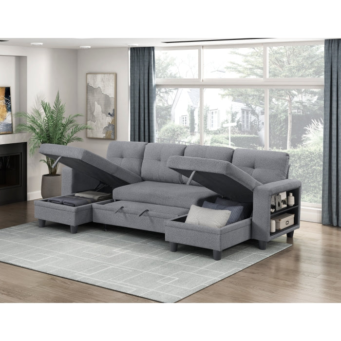 Homelegance - Robinson Sectional with Two Chaises in Gray - 9705GY*42AVC - GreatFurnitureDeal
