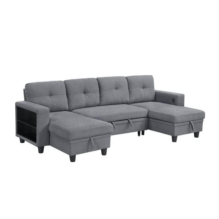Homelegance - Robinson Sectional with Two Chaises in Gray - 9705GY*42AVC - GreatFurnitureDeal