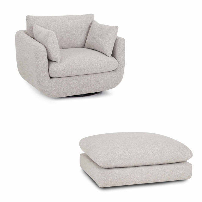 Franklin Furniture - 972 Marcella Swivel Accent Chair with Push Up Chaise Ottoman in Meade Linen - 97218-97280-LINEN