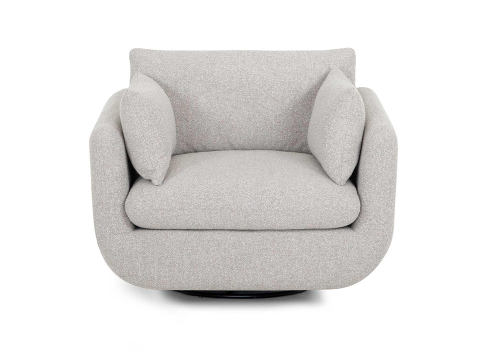Franklin Furniture - 972 Marcella Swivel Accent Chair with Push Up Chaise Ottoman in Meade Linen - 97218-97280-LINEN