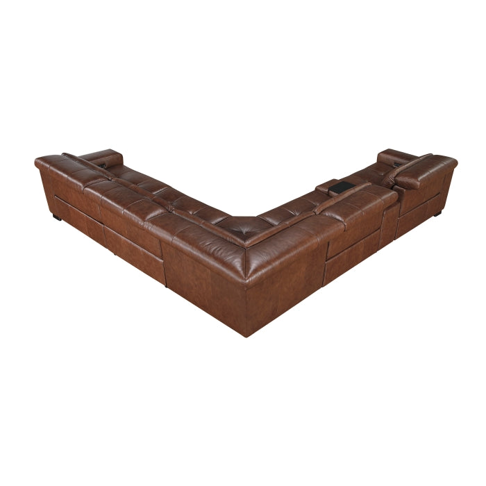 Homelegance - Sutton 6 Piece Modular Power Reclining Sectional in Brown - 9790BRW*6LRRRPWH - GreatFurnitureDeal