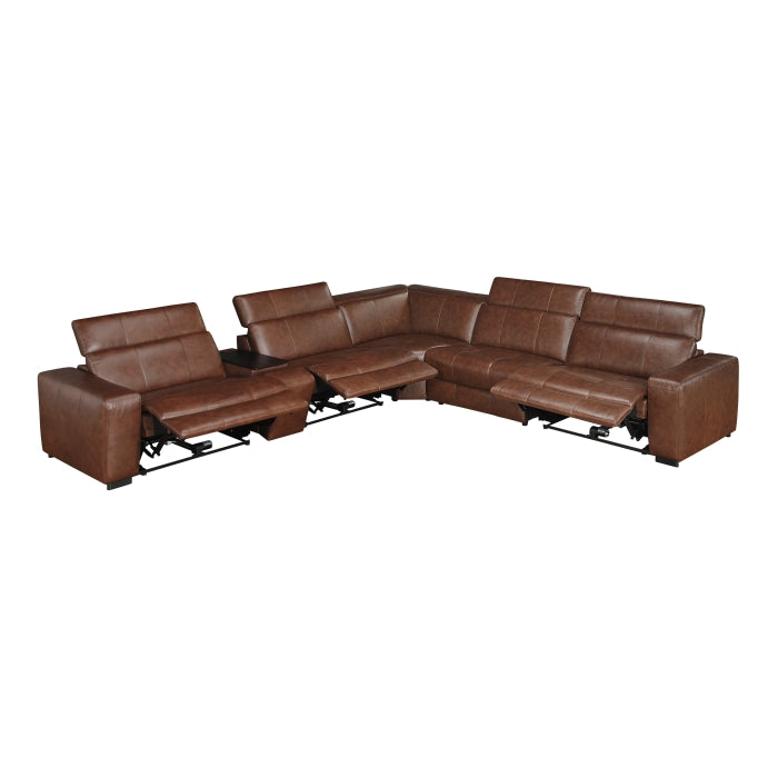 Homelegance - Sutton 6 Piece Modular Power Reclining Sectional in Brown - 9790BRW*6LRRRPWH - GreatFurnitureDeal