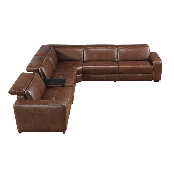 Homelegance - Sutton 6 Piece Modular Power Reclining Sectional in Brown - 9790BRW*6LRRRPWH - GreatFurnitureDeal