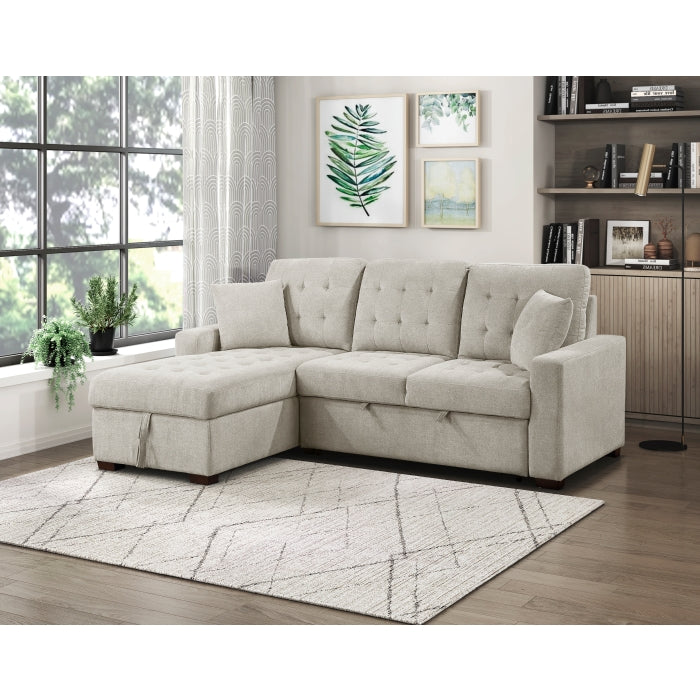 Homelegance - Waitsfield 2 Piece Sectional with Left Chaise, Pull-out Bed and Hidden Storage in Sand - 9816SN*2LCRL - GreatFurnitureDeal