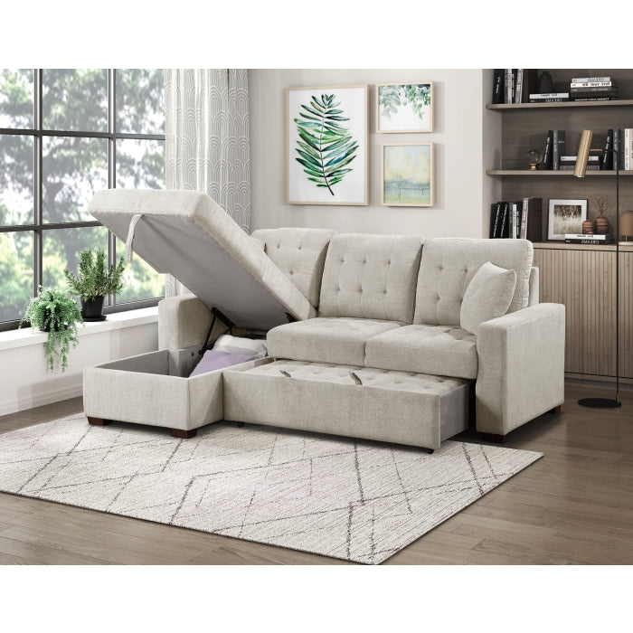 Homelegance - Waitsfield 2 Piece Sectional with Left Chaise, Pull-out Bed and Hidden Storage in Sand - 9816SN*2LCRL - GreatFurnitureDeal