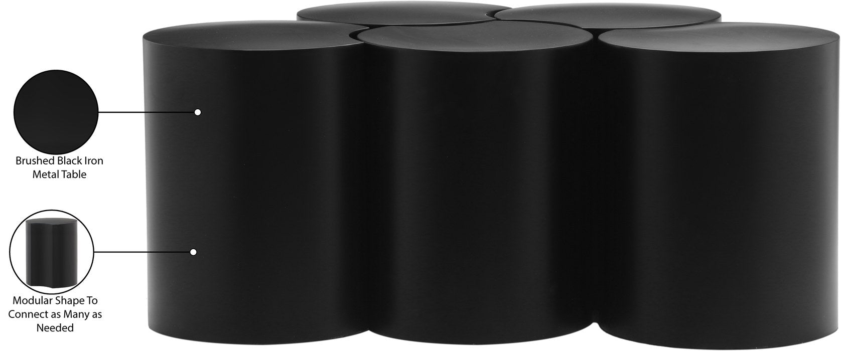 Meridian Furniture - Dimple Black Iron 5pc. Nesting Coffee Table - 99081Black-5C - GreatFurnitureDeal