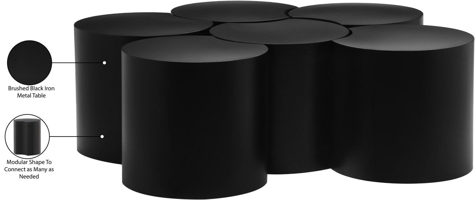 Meridian Furniture - Dimple Black Iron 6pc. Nesting Coffee Table - 99081Black-6D - GreatFurnitureDeal