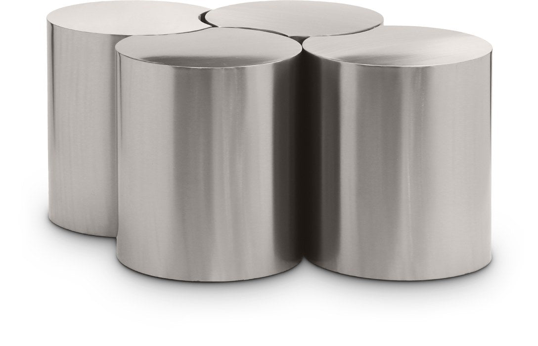 Meridian Furniture - Dimple Silver Iron 4pc. Nesting Coffee Table - 99081Silver-4D - GreatFurnitureDeal