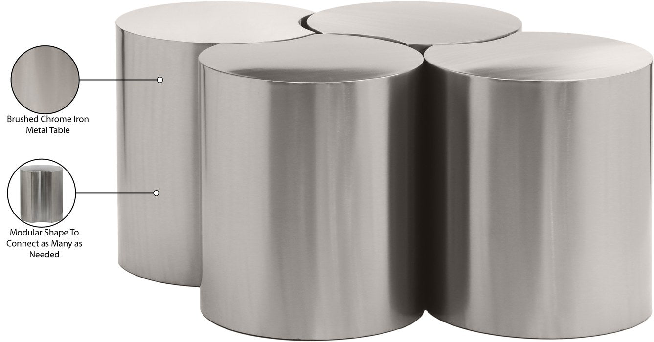 Meridian Furniture - Dimple Silver Iron 4pc. Nesting Coffee Table - 99081Silver-4D - GreatFurnitureDeal