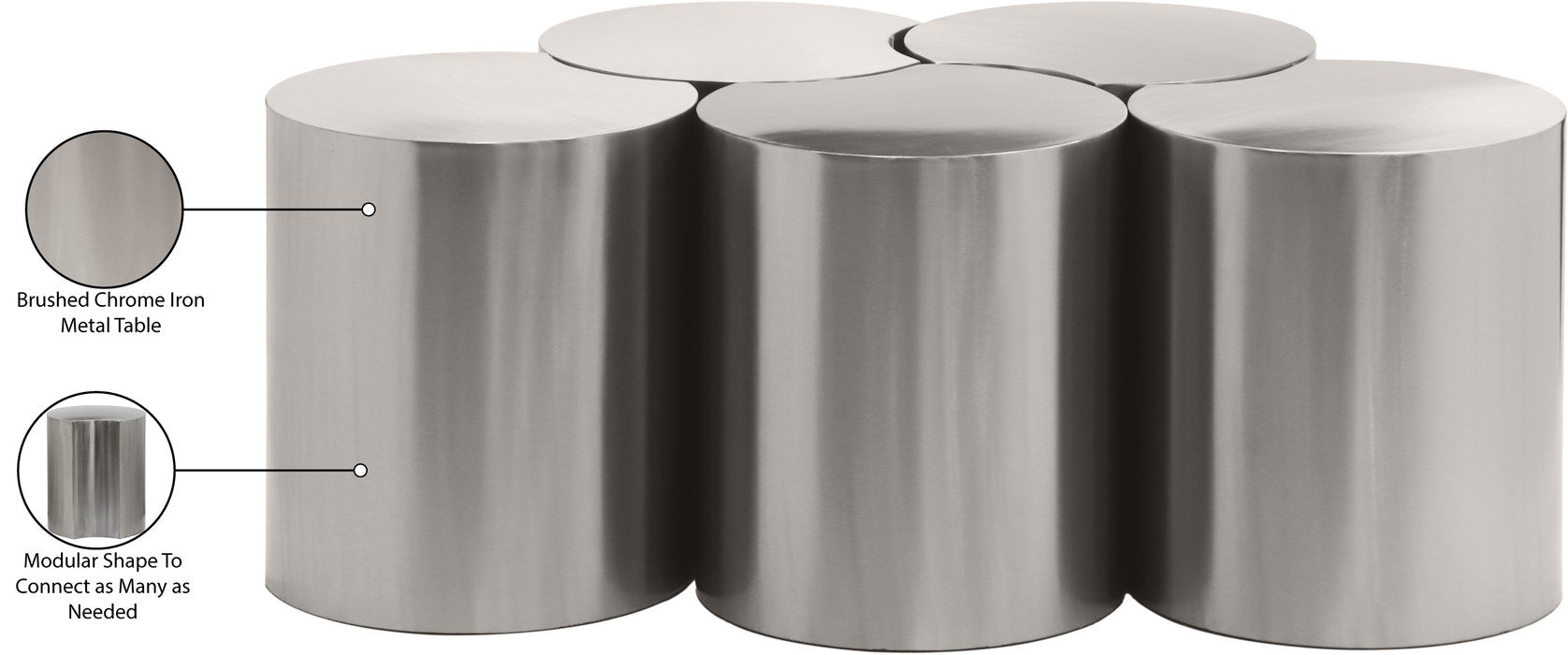 Meridian Furniture - Dimple Silver Iron 5pc. Nesting Coffee Table - 99081Silver-5C - GreatFurnitureDeal