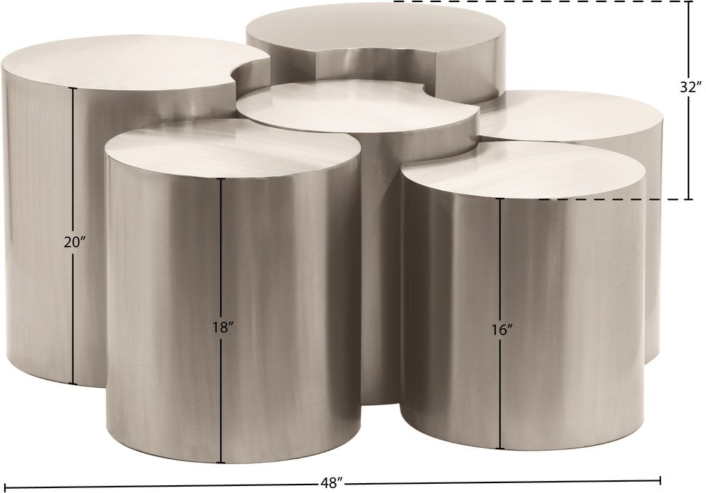 Meridian Furniture - Dimple Silver Iron 6pc. Nesting Coffee Table - 99081Silver-6A - GreatFurnitureDeal