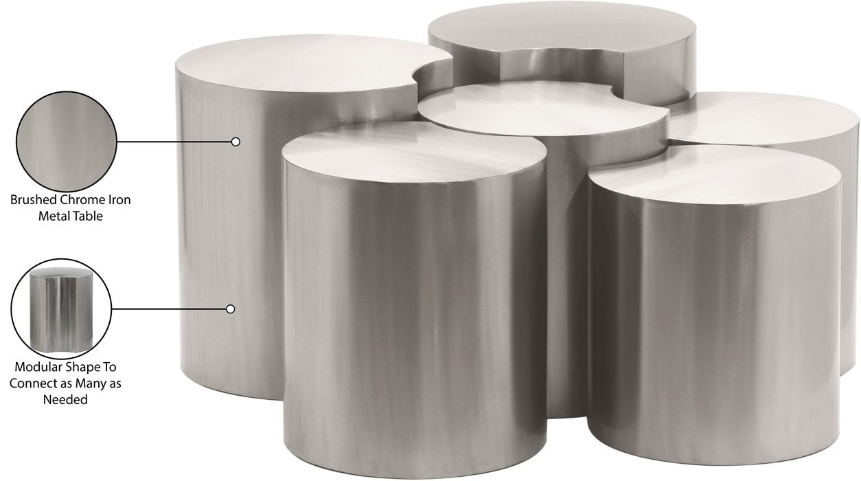 Meridian Furniture - Dimple Silver Iron 6pc. Nesting Coffee Table - 99081Silver-6A - GreatFurnitureDeal