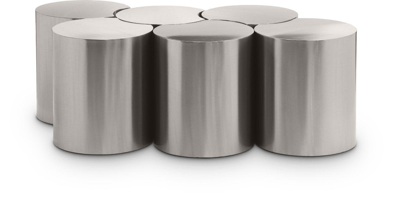 Meridian Furniture - Dimple Silver Iron 6pc. Nesting Coffee Table - 99081Silver-6C - GreatFurnitureDeal