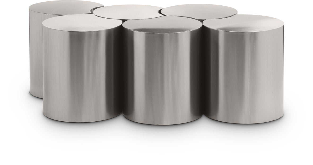 Meridian Furniture - Dimple Silver Iron 6pc. Nesting Coffee Table - 99081Silver-6D - GreatFurnitureDeal