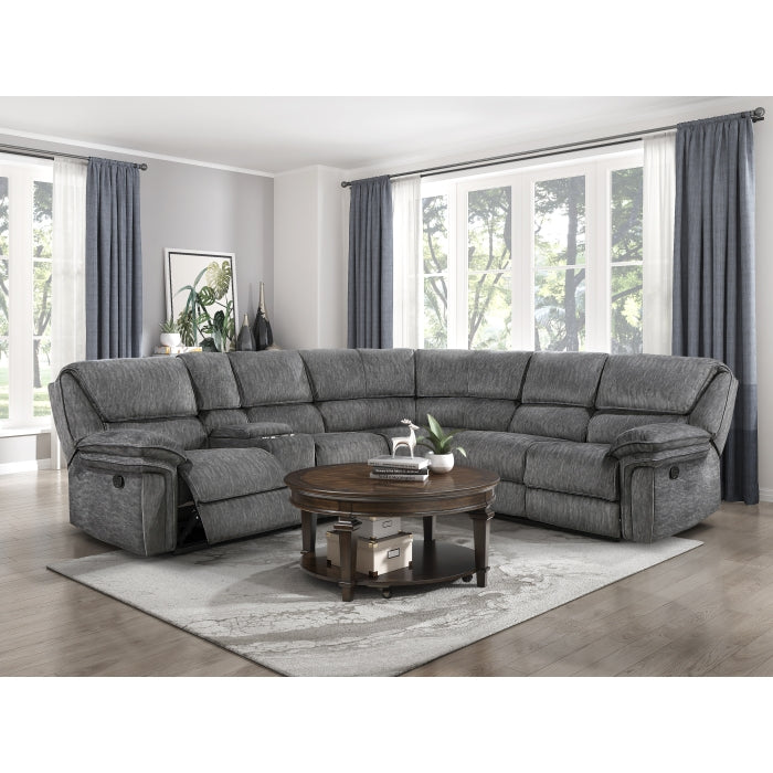 Homelegance - Muirfield 3-Piece Reclining Sectional with Left Console in Gray - 9913*32LCN2R - GreatFurnitureDeal