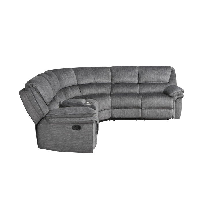 Homelegance - Muirfield 3-Piece Reclining Sectional with Left Console in Gray - 9913*32LCN2R - GreatFurnitureDeal